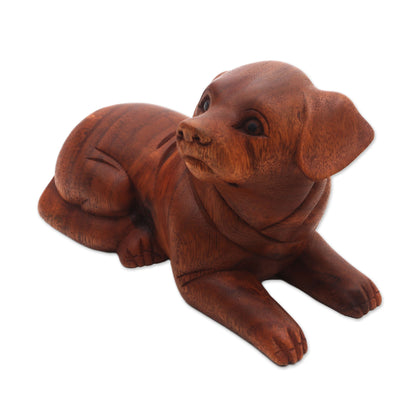 Best Boy Hand-Carved Wood Dog Sculpture from Bali