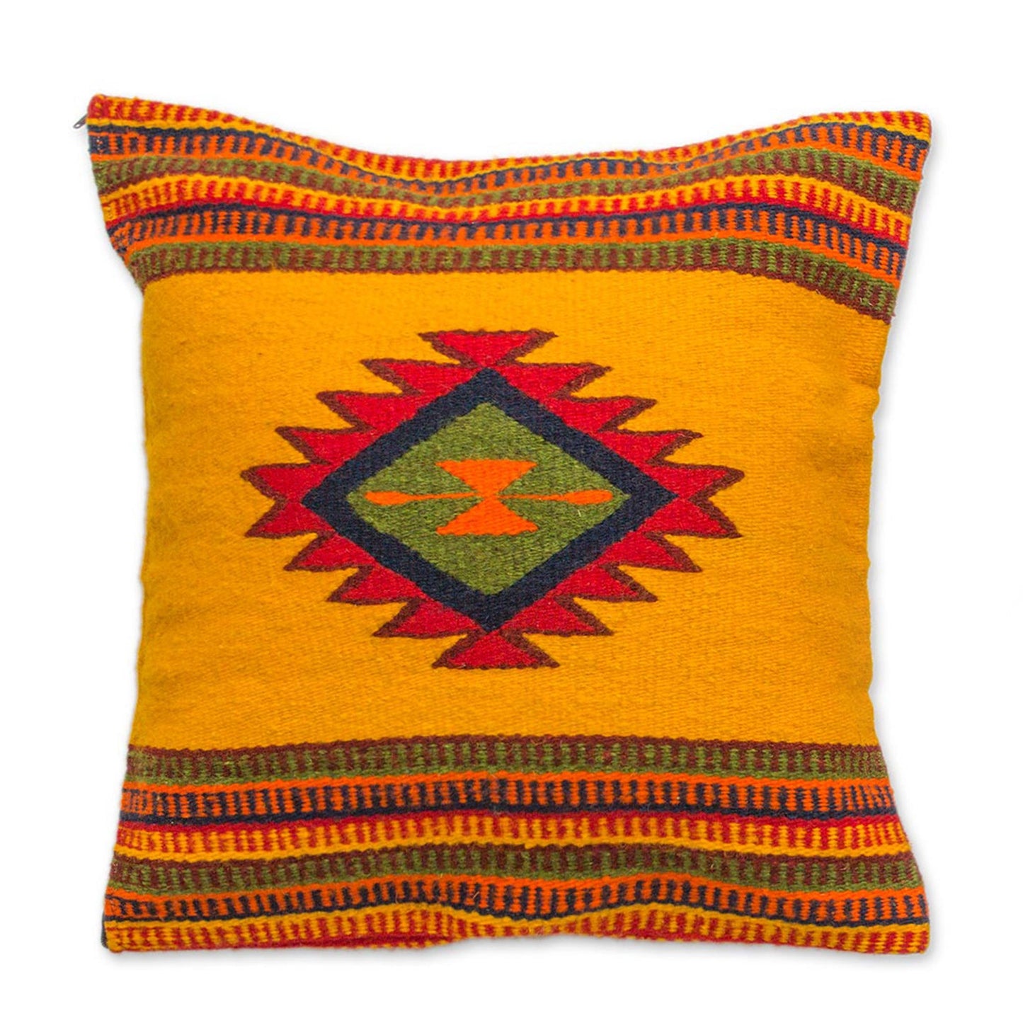 Morning Star Woven Wool Cushion Cover from Mexico