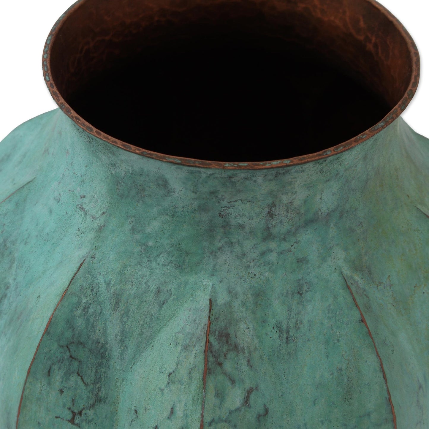 Antique Lines Antiqued Copper Vase from Mexico