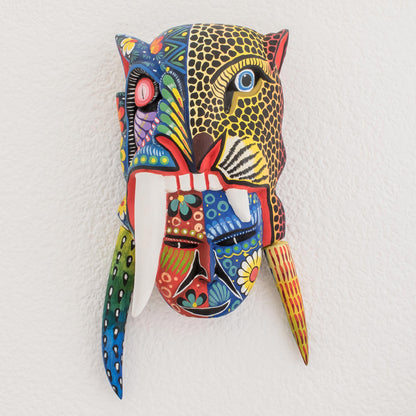 Mayan Warrior Hand-Painted Wood Mayan Warrior Mask from Guatemala