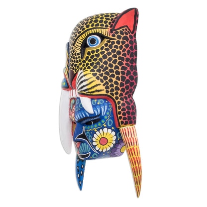Mayan Warrior Hand-Painted Wood Mayan Warrior Mask from Guatemala