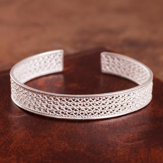 Colonial Shine Sterling Silver Filigree Cuff Bracelet from Peru