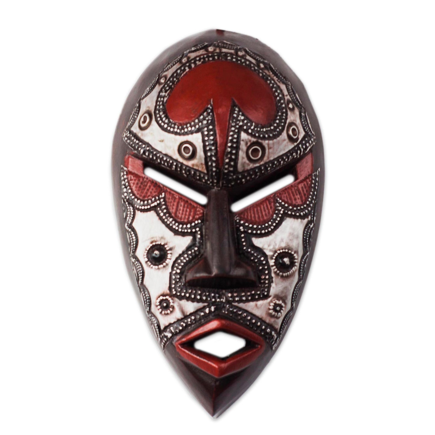 African Lover African Wood and Aluminum Mask from Ghana