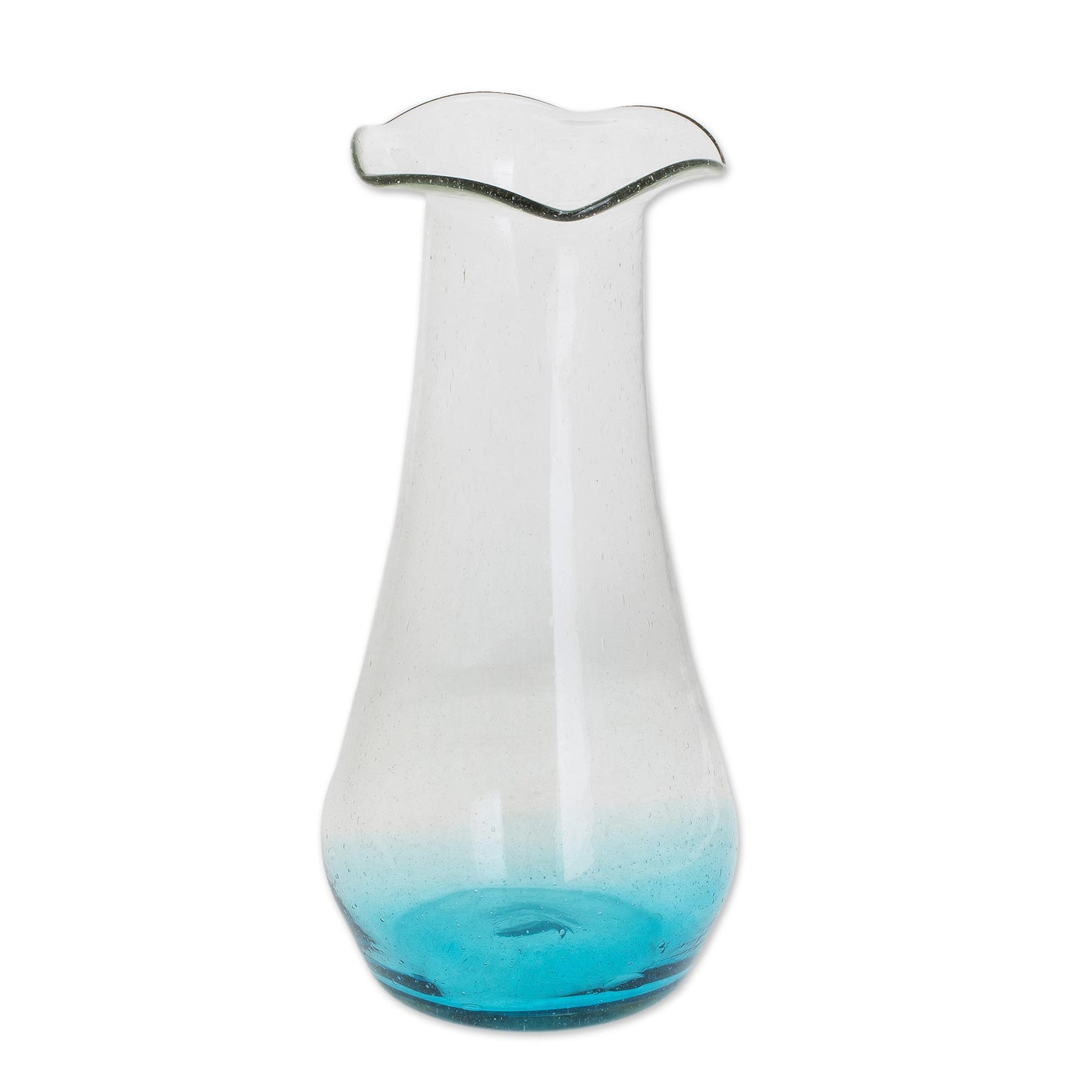 Glistening Sea Handblown Recycled Glass Vase with Blue Accent