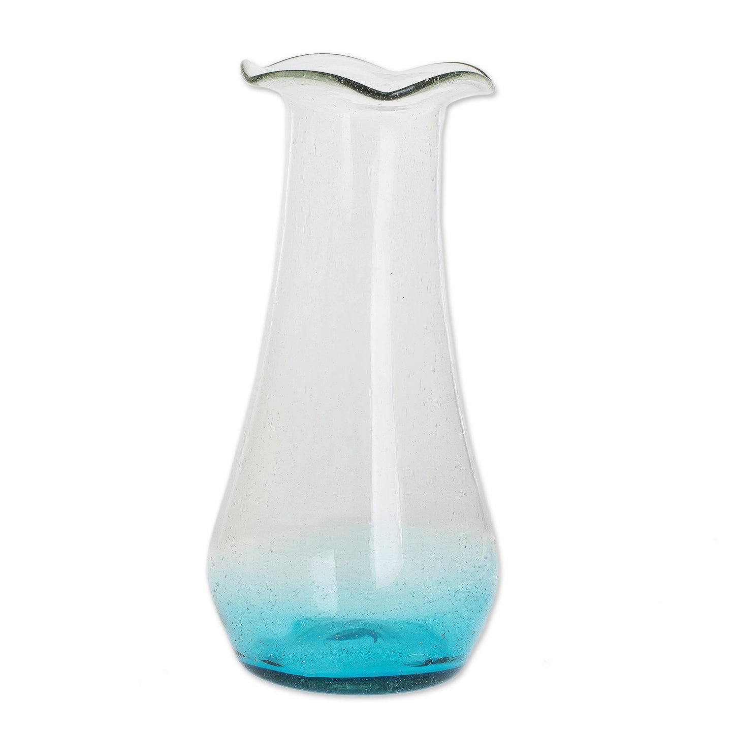 Glistening Sea Handblown Recycled Glass Vase with Blue Accent