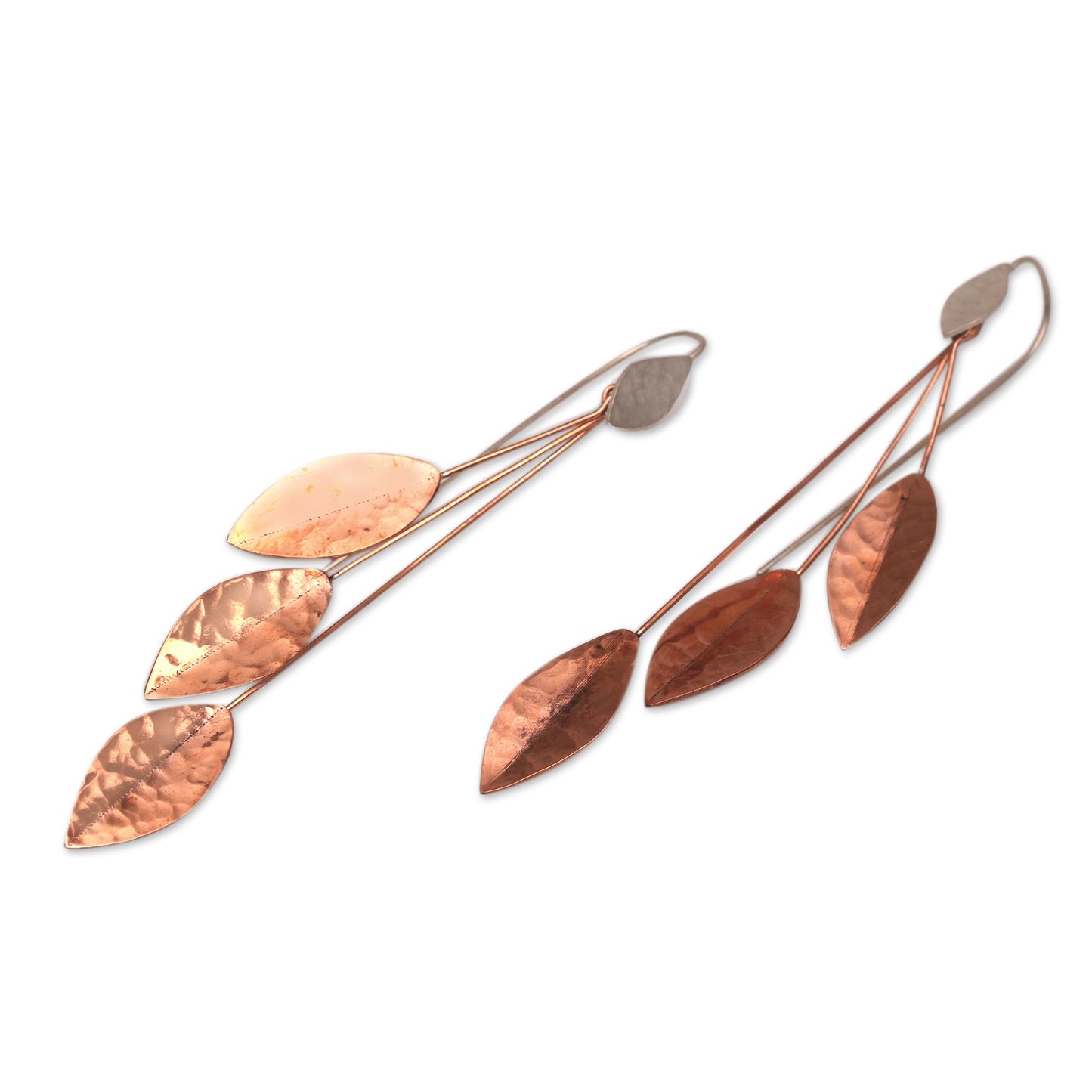 Summer Glisten Hammered Sterling Silver and Copper Dangle Earrings