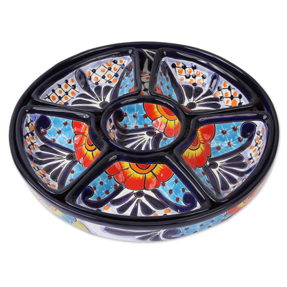Festive Flowers Talavera Style Appetizer Bowl Set from Mexico (7 Piece)
