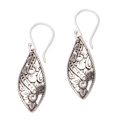 Beautiful Twist Openwork Sterling Silver Dangle Earrings from Bali