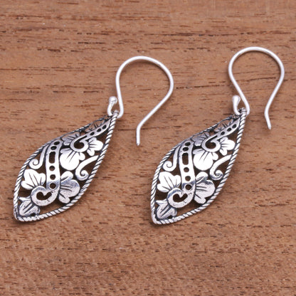 Beautiful Twist Openwork Sterling Silver Dangle Earrings from Bali