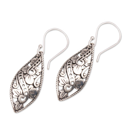 Beautiful Twist Openwork Sterling Silver Dangle Earrings from Bali