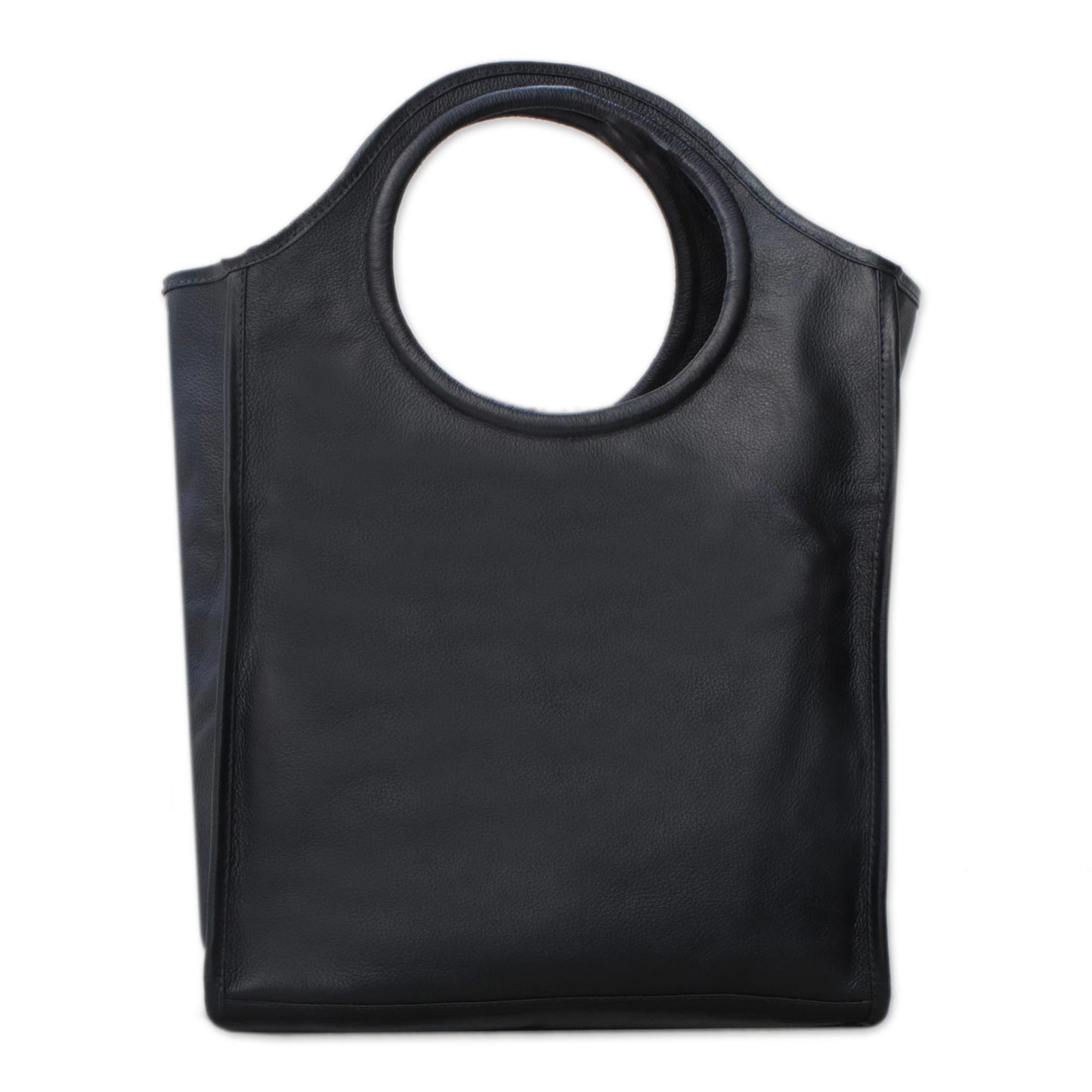 Black Fashion Black Leather Handbag with Two Coin Purses from Brazil