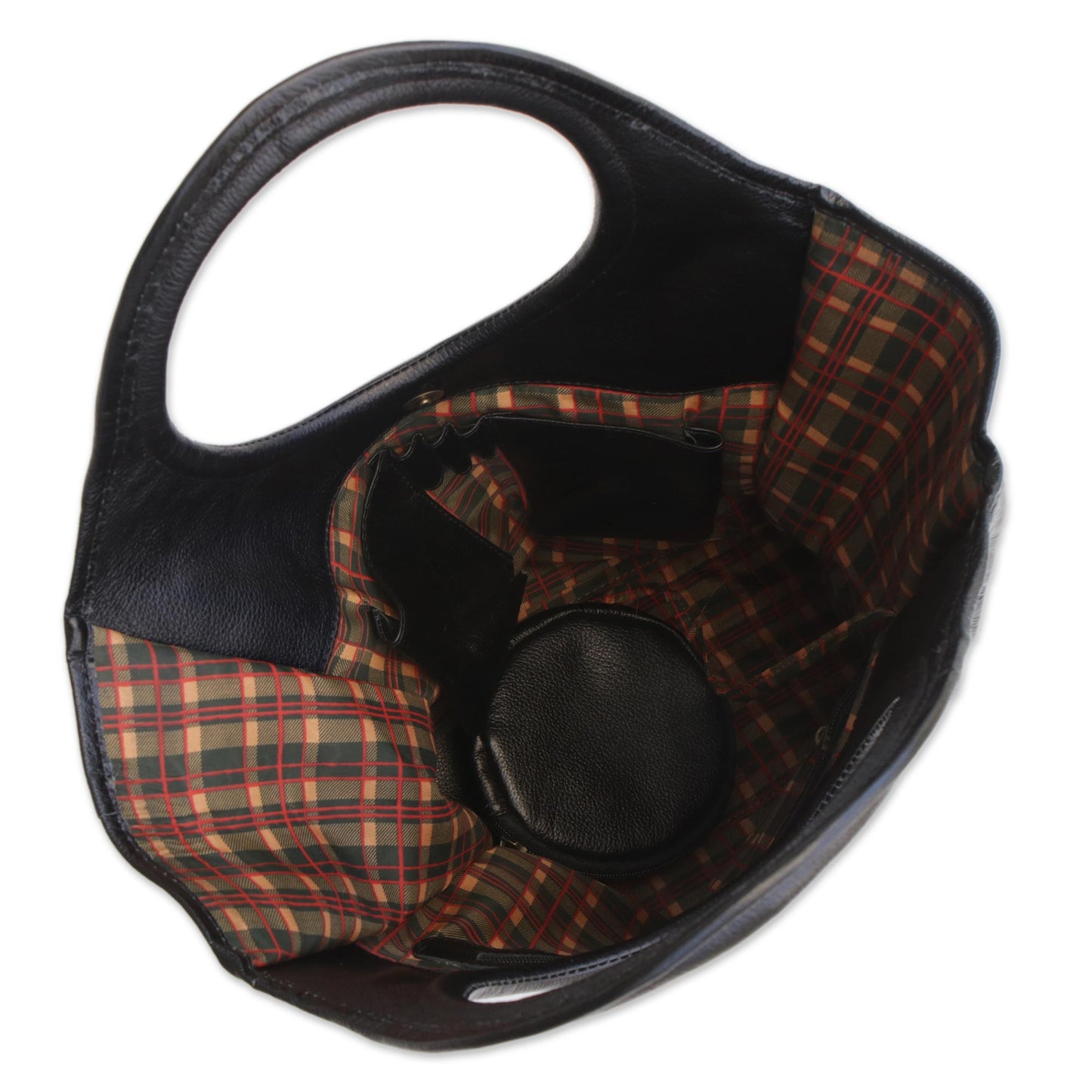 Black Fashion Black Leather Handbag with Two Coin Purses from Brazil