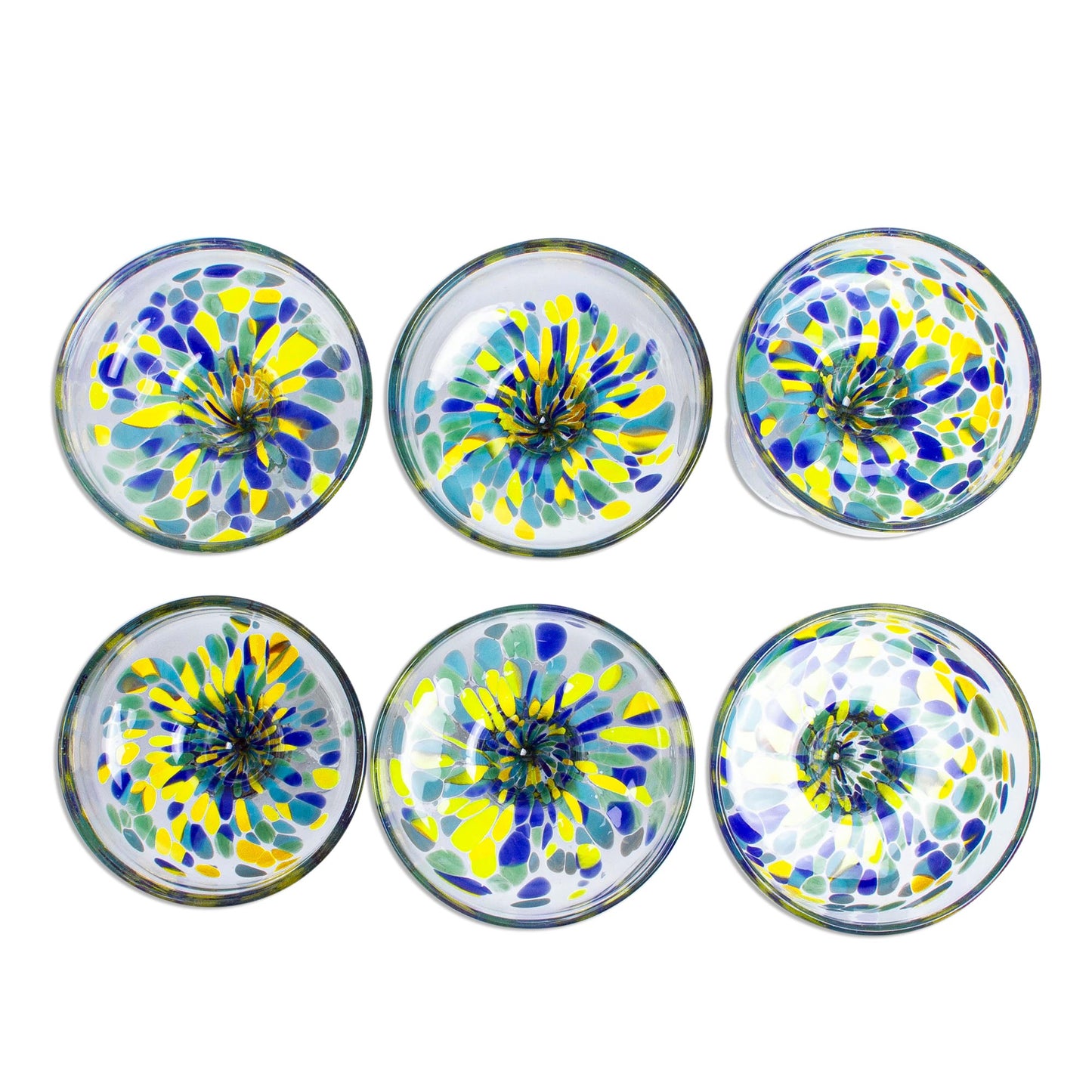 Tropical Confetti Colorful Recycled Glass Margarita Glasses (Set of 6)