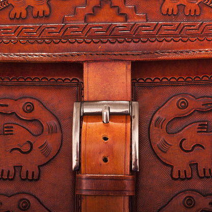 Pre-Hispanic Birds Leather Sling with Pre-Hispanic Bird Motifs from Peru