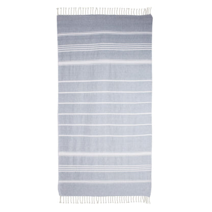 Fresh Relaxation in Celadon Striped Cotton Beach Towel in Celadon from Guatemala