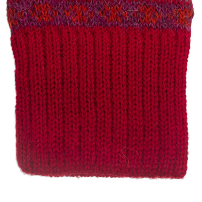 Andean Art Striped 100% Alpaca Knit Gloves from Peru