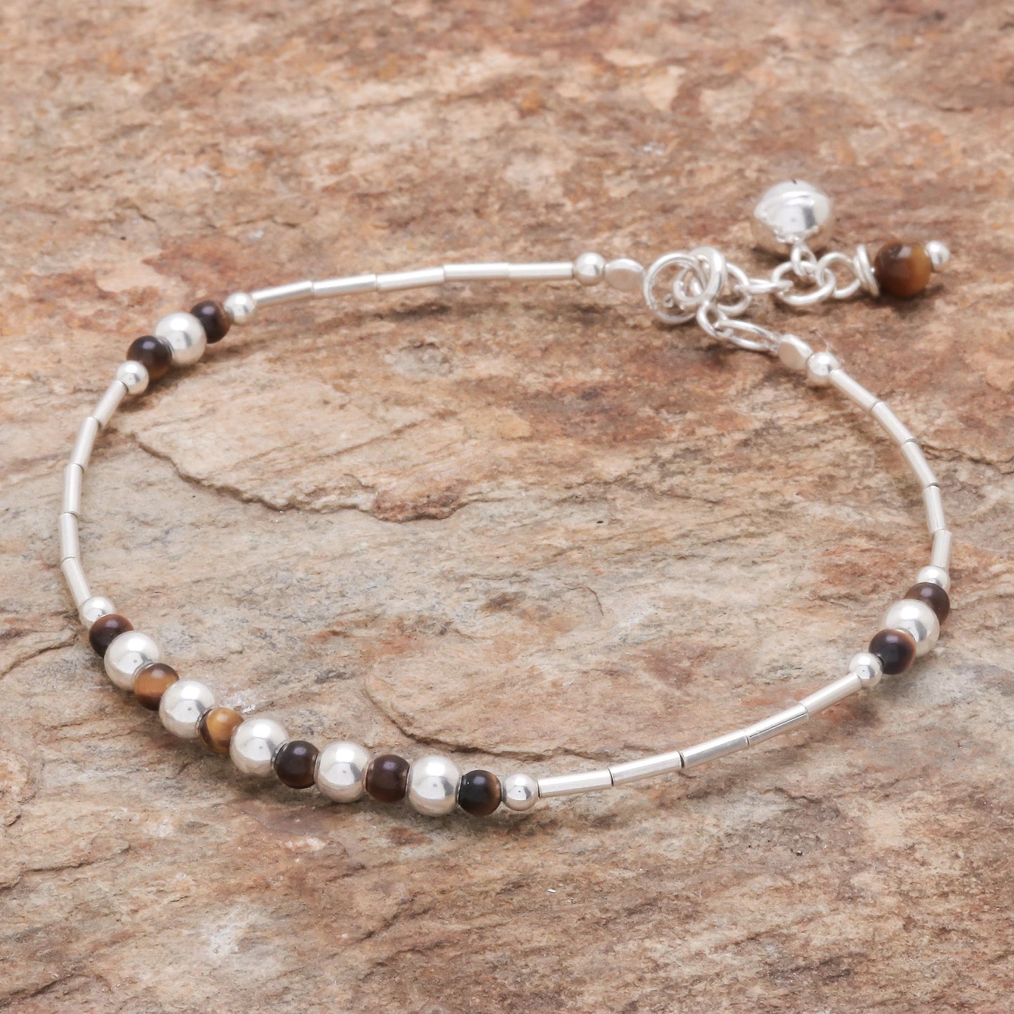 Earth Ring Tiger's Eye Beaded Bracelet from Thailand