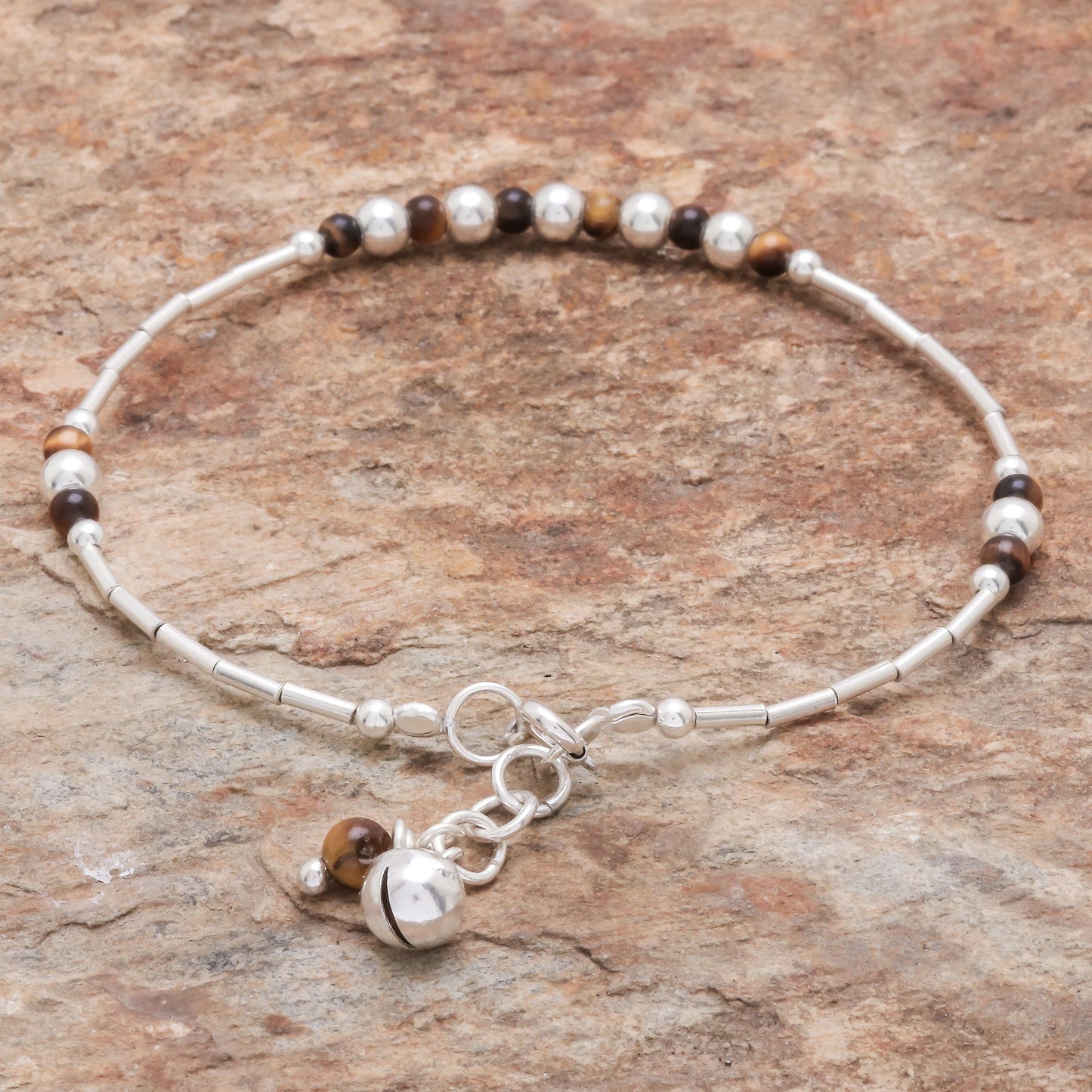 Earth Ring Tiger's Eye Beaded Bracelet from Thailand