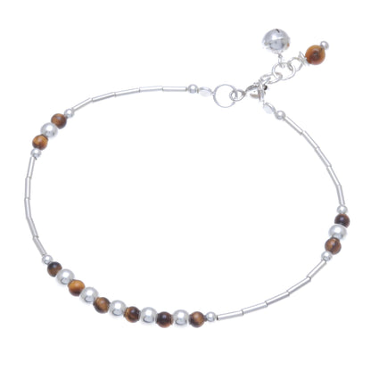 Earth Ring Tiger's Eye Beaded Bracelet from Thailand