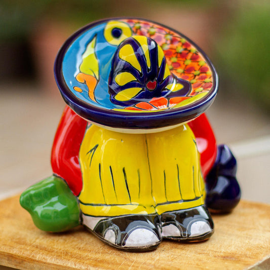 Sombrero Slumber Talavera-Style Ceramic Figurine Crafted in Mexico