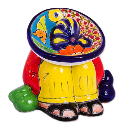 Sombrero Slumber Talavera-Style Ceramic Figurine Crafted in Mexico