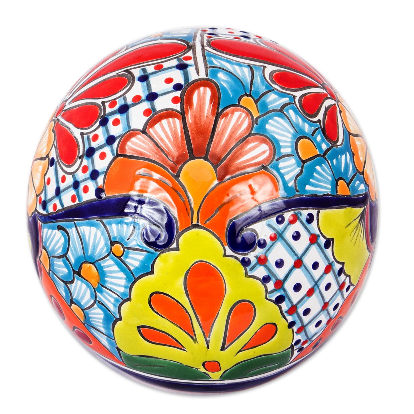 Summer Designs Floral Talavera-Style Ceramic Decorative Accent from Mexico