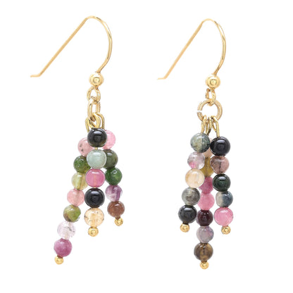 Succulent Candy 18k Gold Plated Natural Tourmaline Dangle Earrings