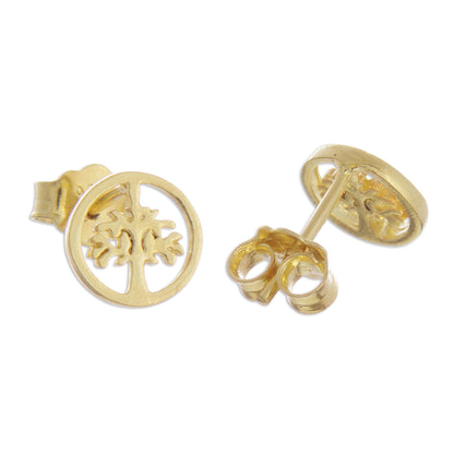 Arbor Halos Tree Motif 18k Gold Plated Sterling Silver Stud Earrings