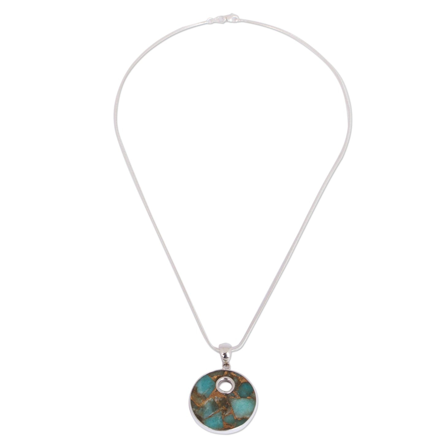 Terrestrial Beauty Sterling Silver and Composite Turquoise Necklace from Mexico