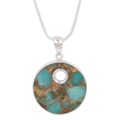 Terrestrial Beauty Sterling Silver and Composite Turquoise Necklace from Mexico