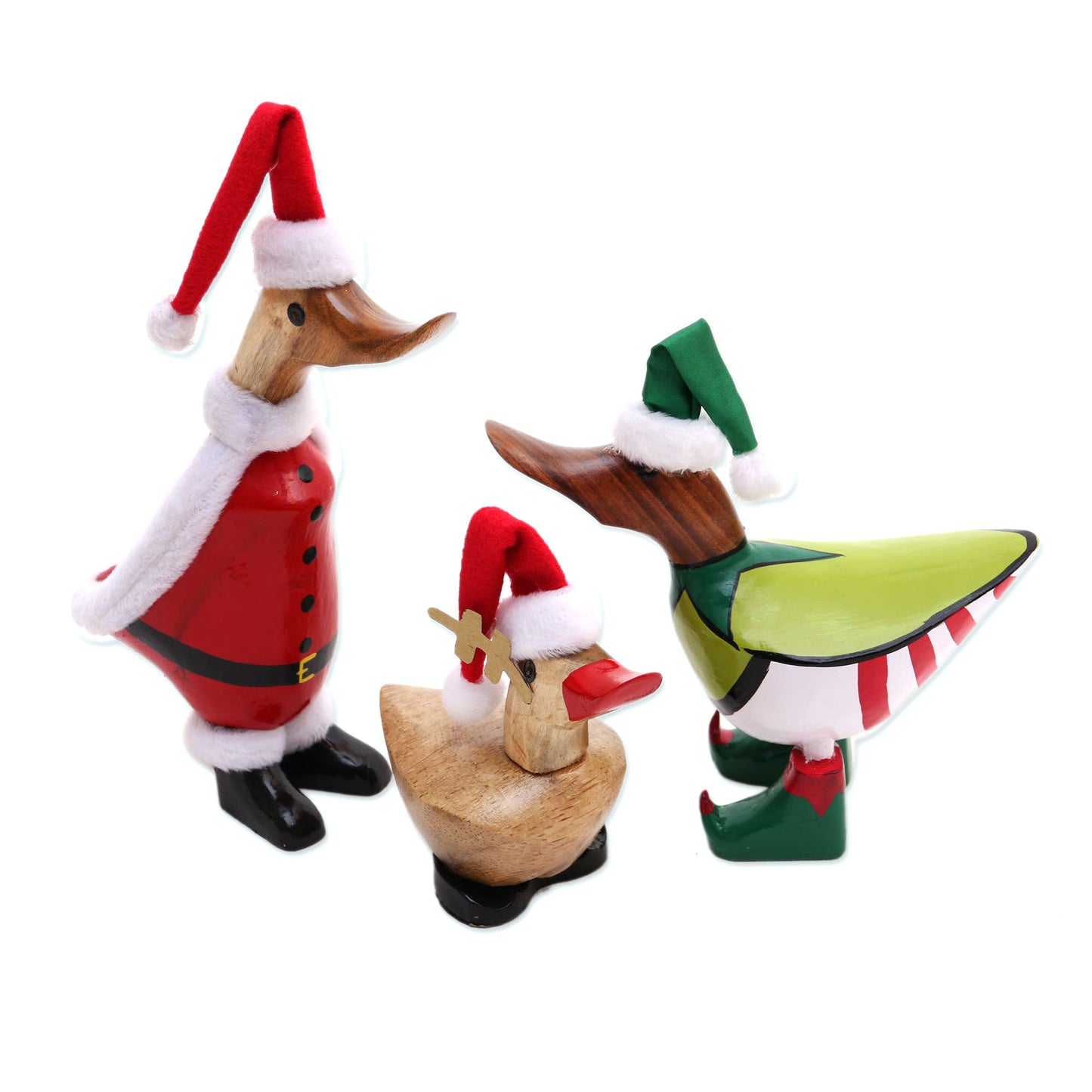 Santa's North Pole Team Set of 3 Bamboo Root and Wood Christmas Accents from Bali