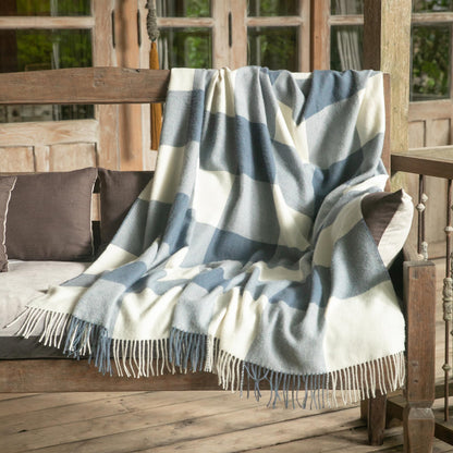 Comfy Checks in Azure 100% Baby Alpaca Throw in Azure from Peru