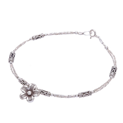 Life of a Flower Floral Hill Tribe Silver Beaded Pendant Bracelet