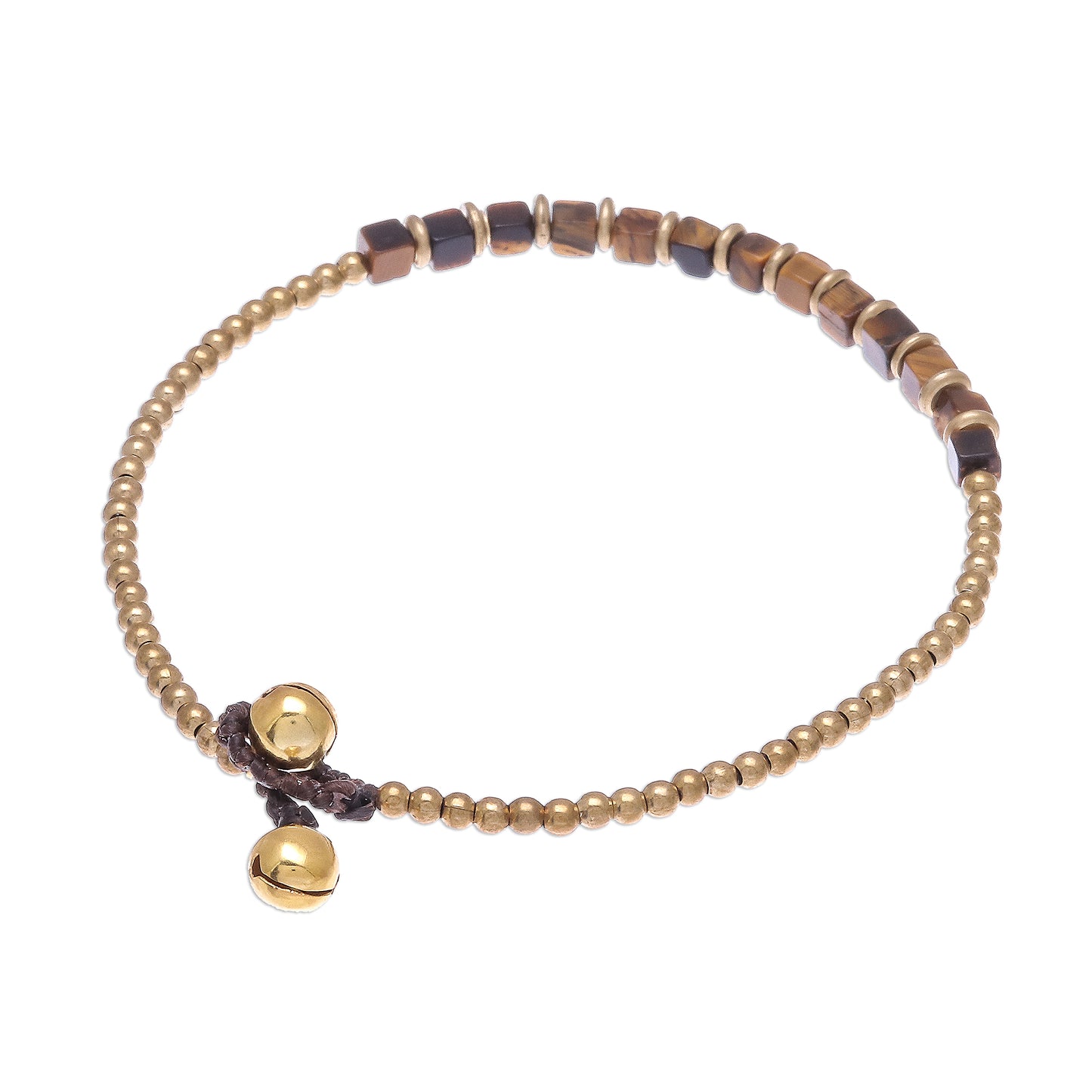 Cube Beauty Beaded Anklet with Cube Tiger's Eye from Thailand