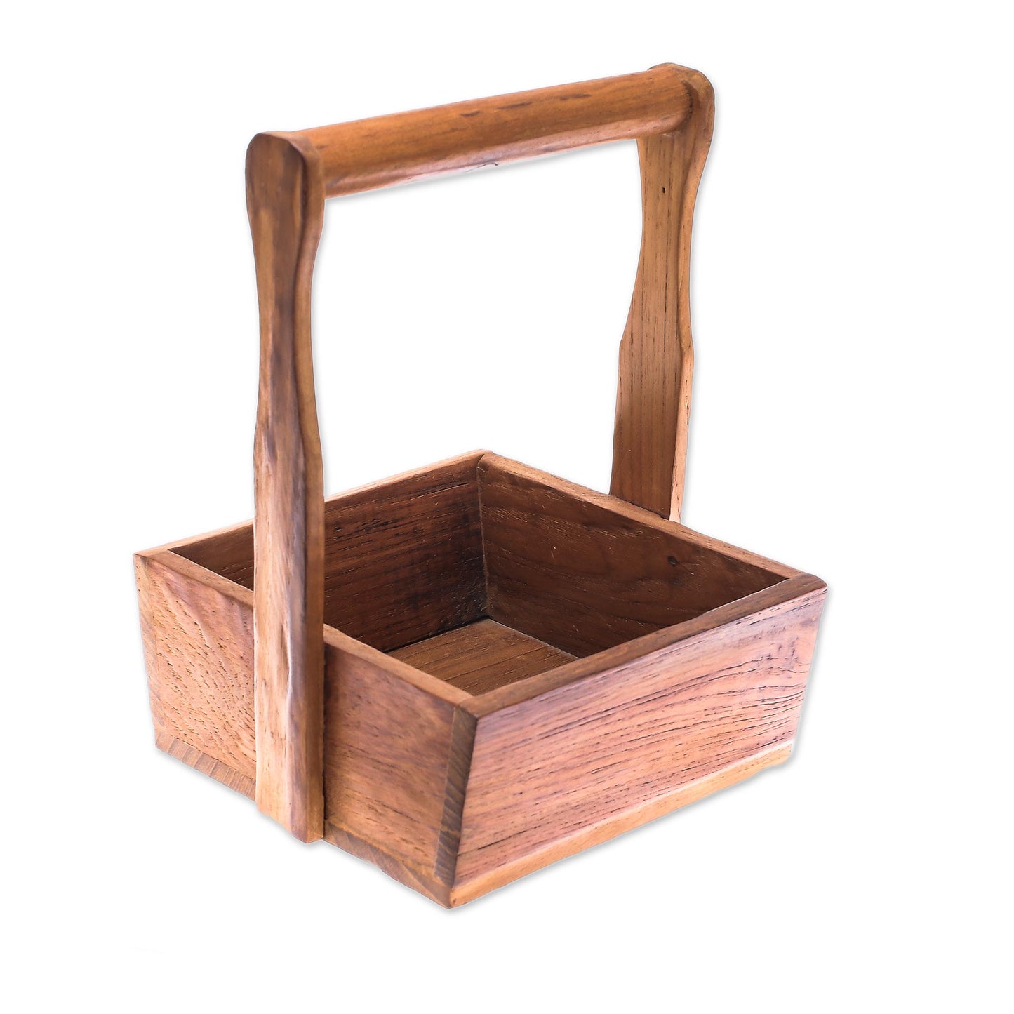 Classic Holder Handmade Teak Wood Basket Crafted in Thailand