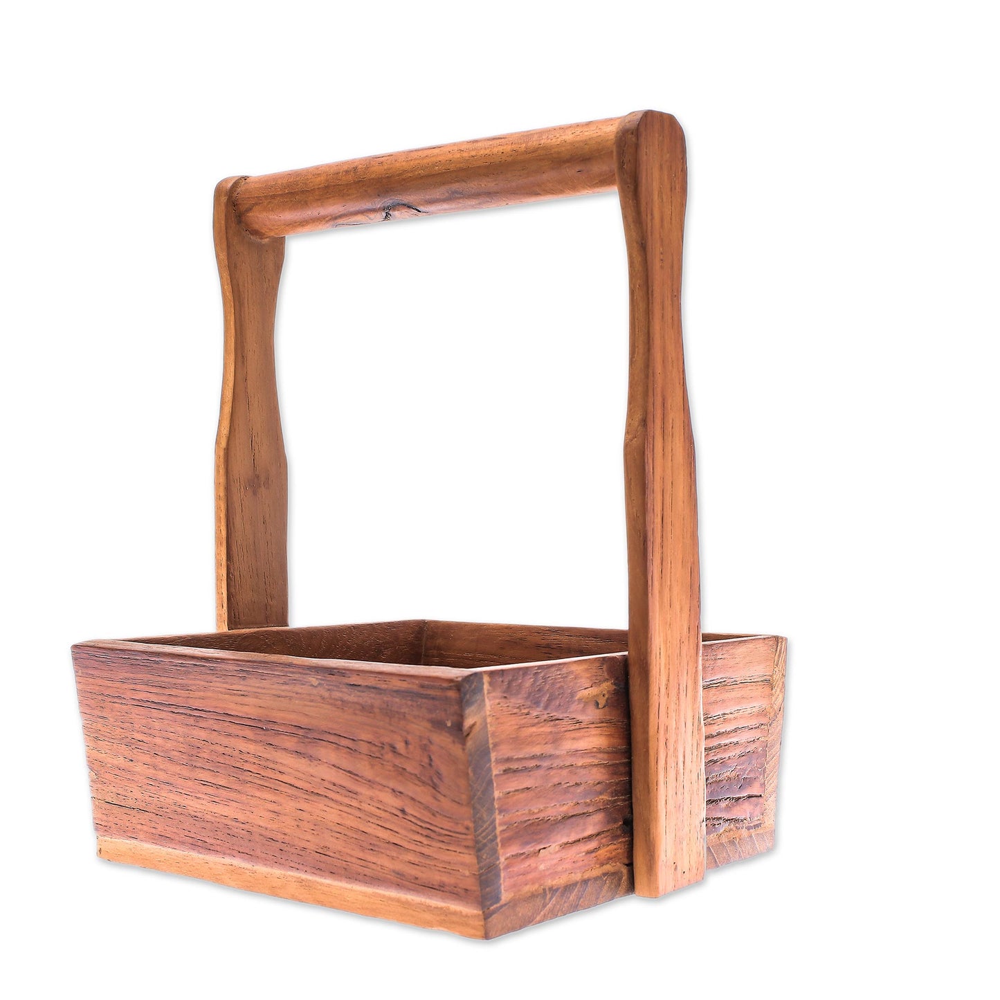 Classic Holder Handmade Teak Wood Basket Crafted in Thailand