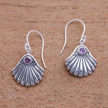 Seashore Shells Seashell-Shaped Amethyst Dangle Earrings from Bali