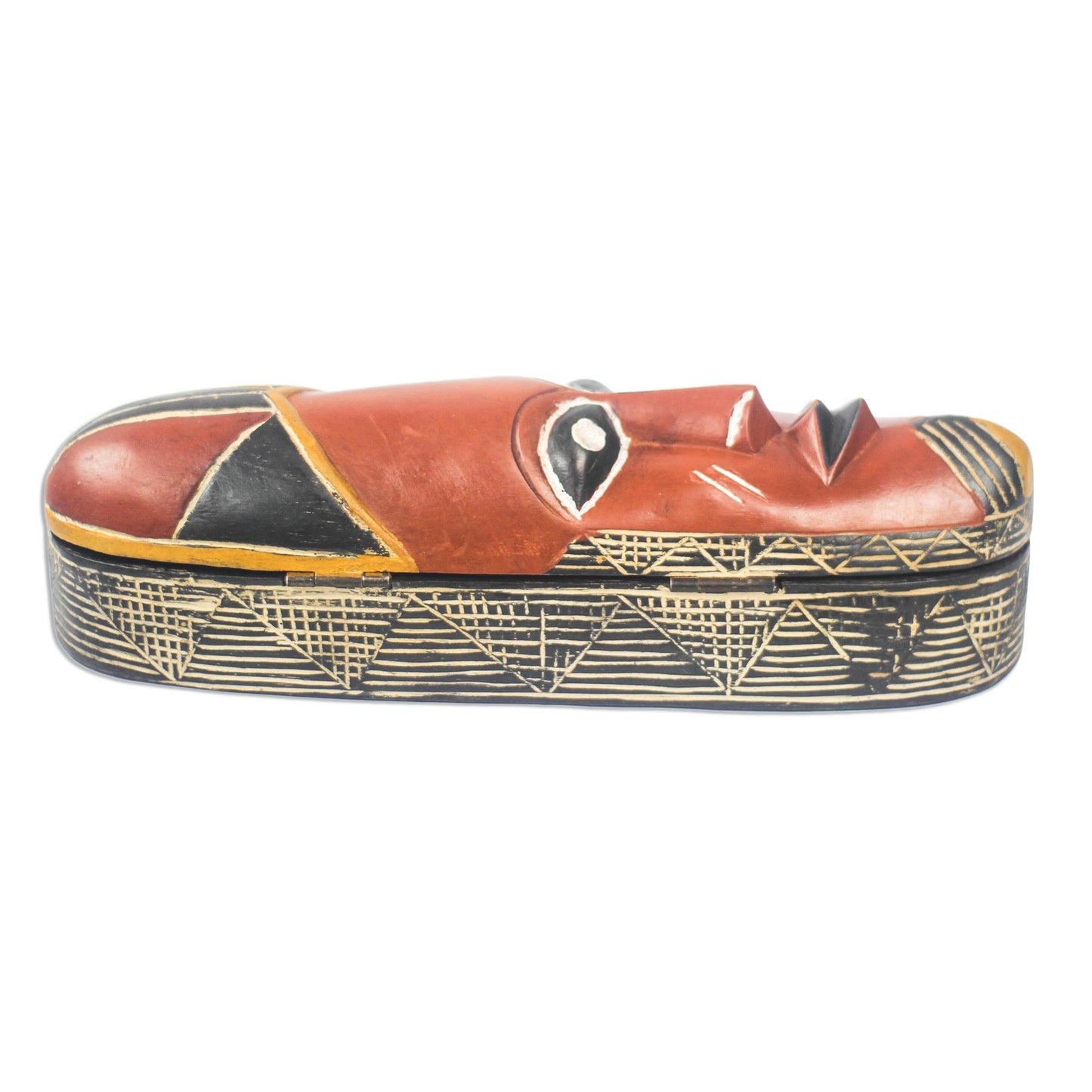 African Pride Wood Decorative Box Shaped Like an African Mask