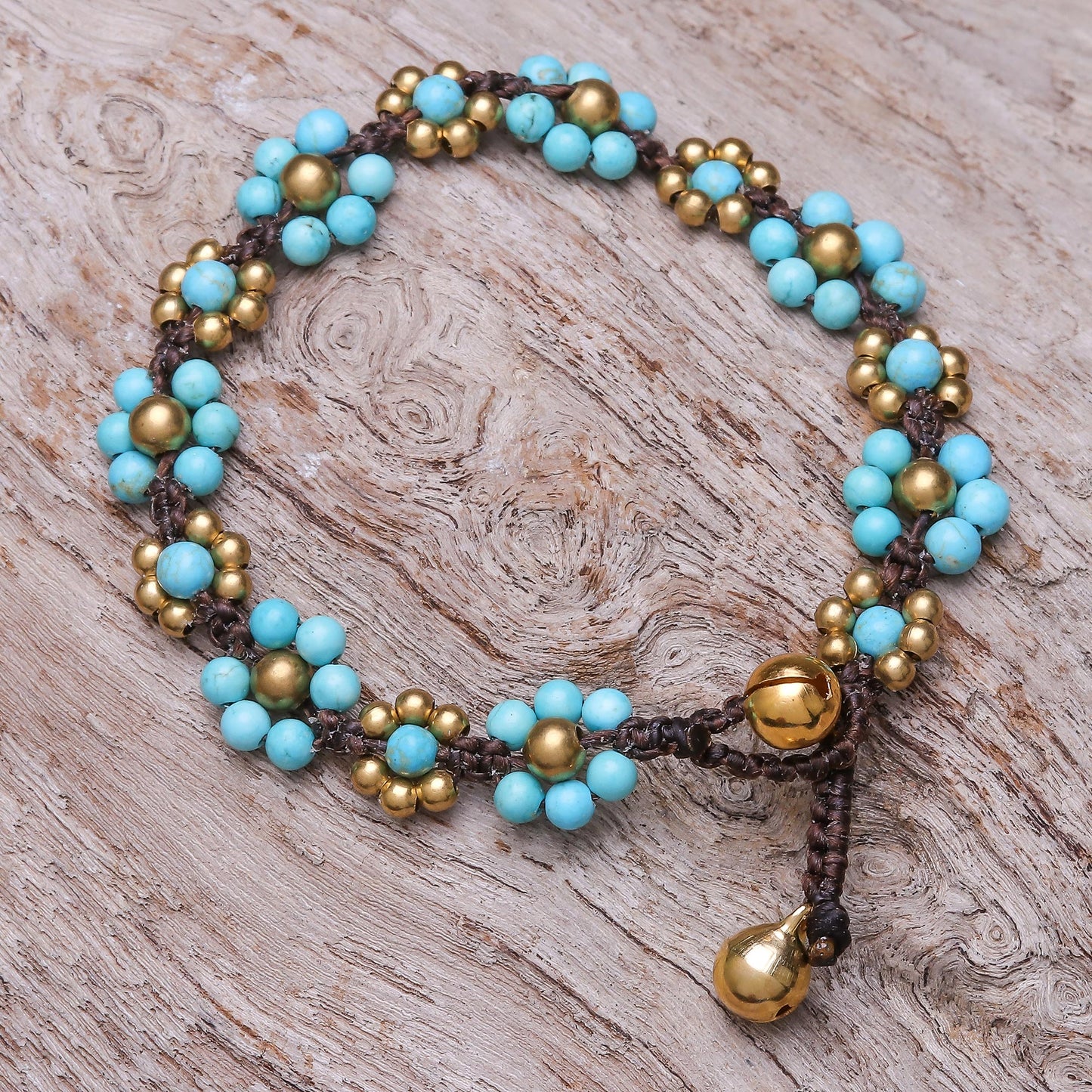 Blooming with Love Calcite Beaded Macrame Bracelet from Thailand