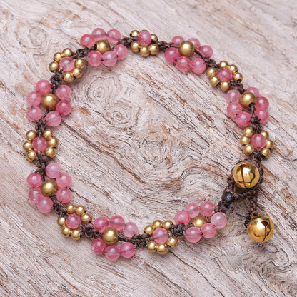 Blooming with Love Pink Quartz Beaded Macrame Bracelet from Thailand