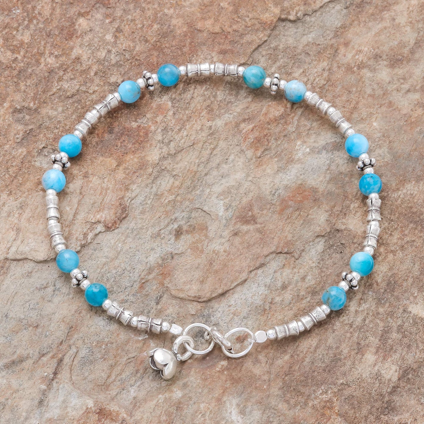 Antique Hill Tribe Hill Tribe Apatite Beaded Bracelet from Thailand