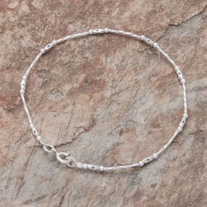 Cute Hill Tribe Spiral Pattern Karen Silver Beaded Bracelet from Thailand