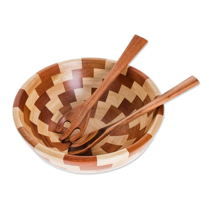 Home Freshness Palo Blanco and Caoba Wood Salad Bowl and Spoons