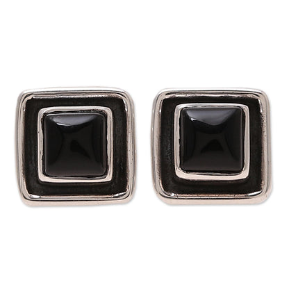 Midnight Frame Square Onyx Stud Earrings from India