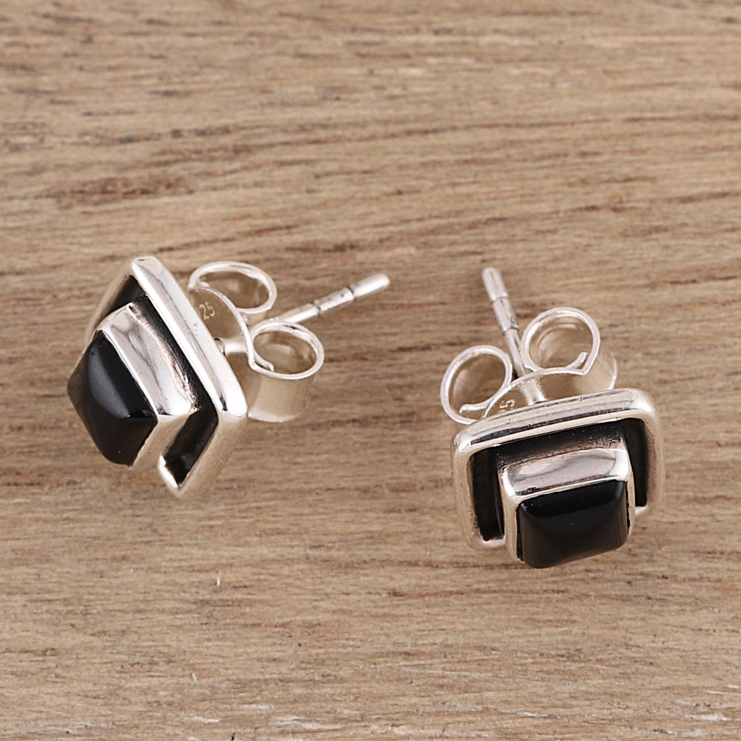 Midnight Frame Square Onyx Stud Earrings from India