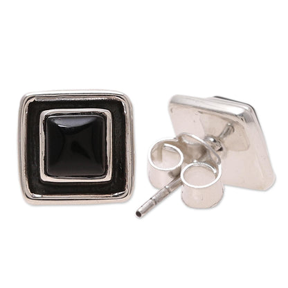 Midnight Frame Square Onyx Stud Earrings from India