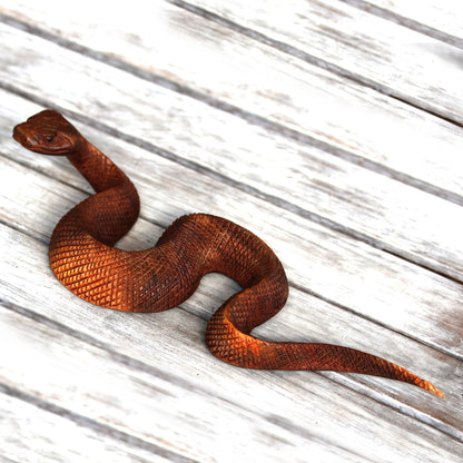 Slithering Snake Hand-Carved Suar Wood Snake Sculpture from Bali