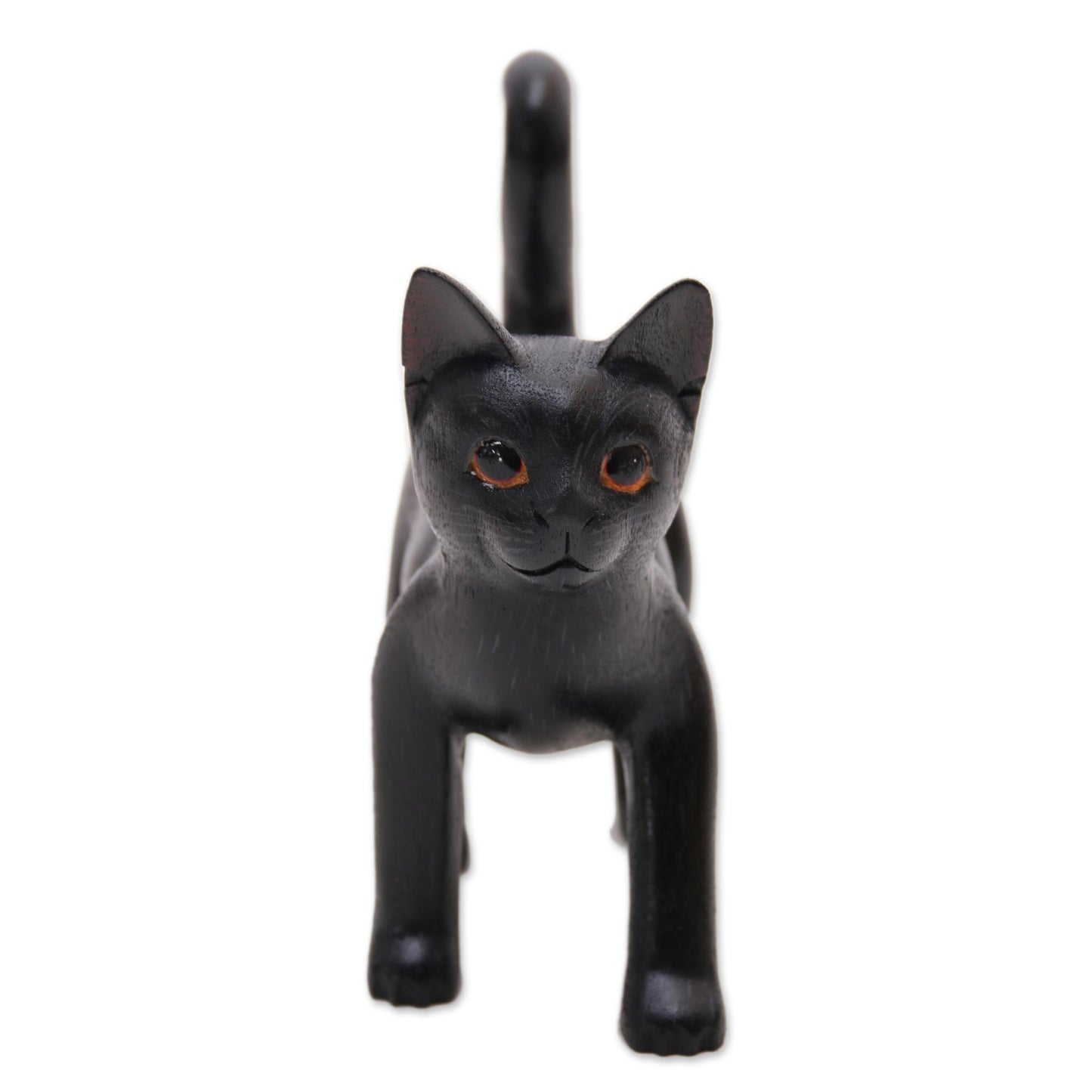 Curious Kitten in Black Wood Standing Cat Sculpture in Black from Bali from Bali