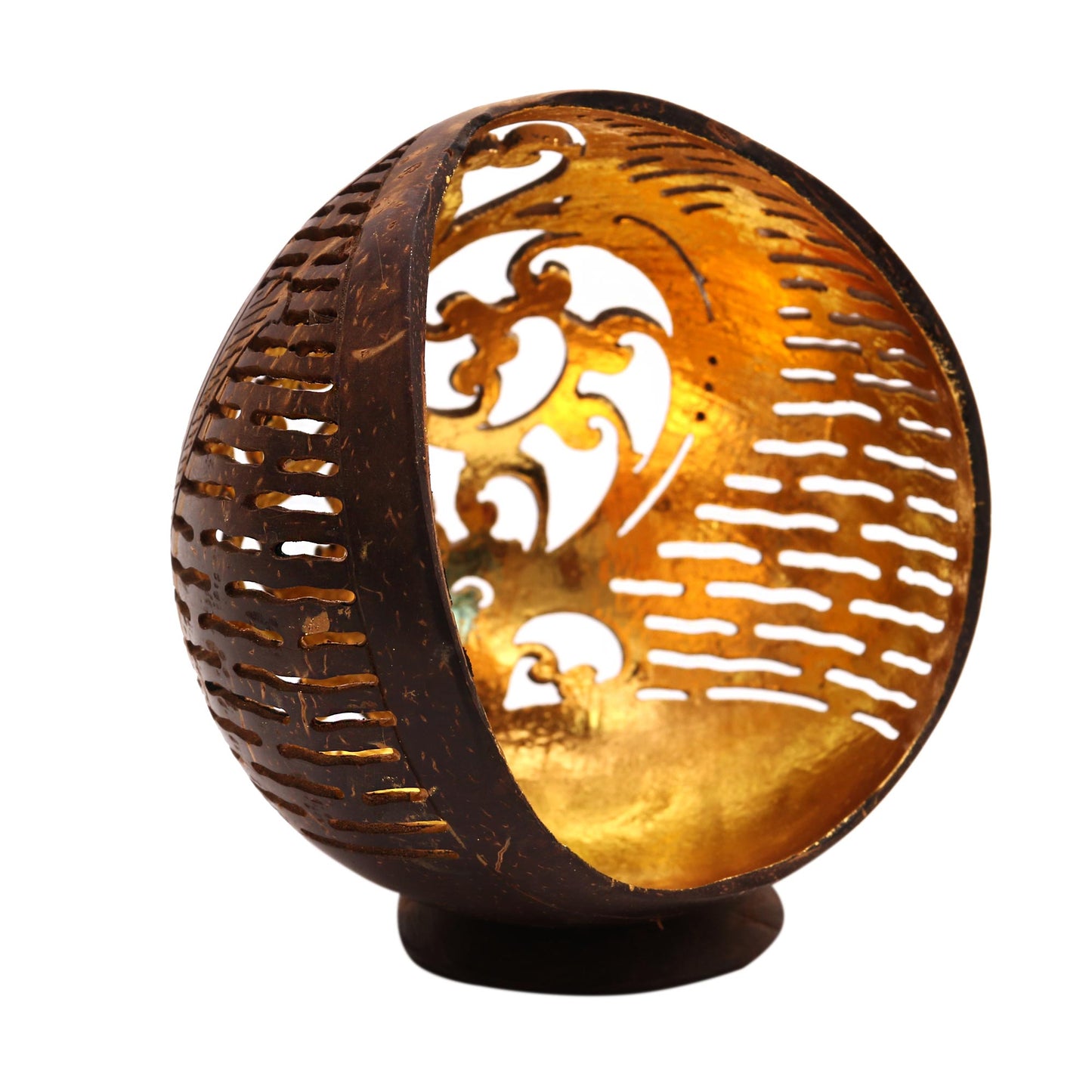 Golden Palace Openwork Pattern Coconut Shell Catchall from Bali