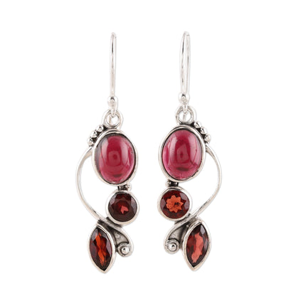 Classic Glamour Glamorous Natural Garnet Dangle Earrings from India